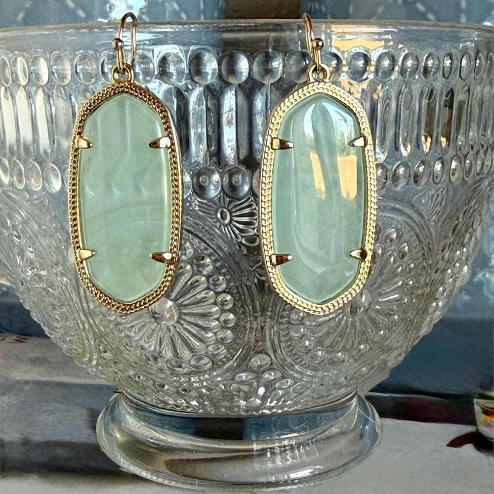 Kendra Scott Gold and Mint Green Earrings
